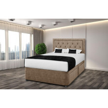 (BEIGE, 3FT6) RIO PLUSH DIVAN BED SET WITH 2 DRAWERS -ALL SIZES