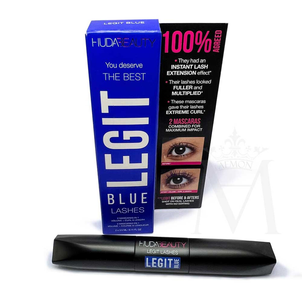 HUDA BEAUTY LEGIT LASHES MASCARA MINI Double-Ended Blue