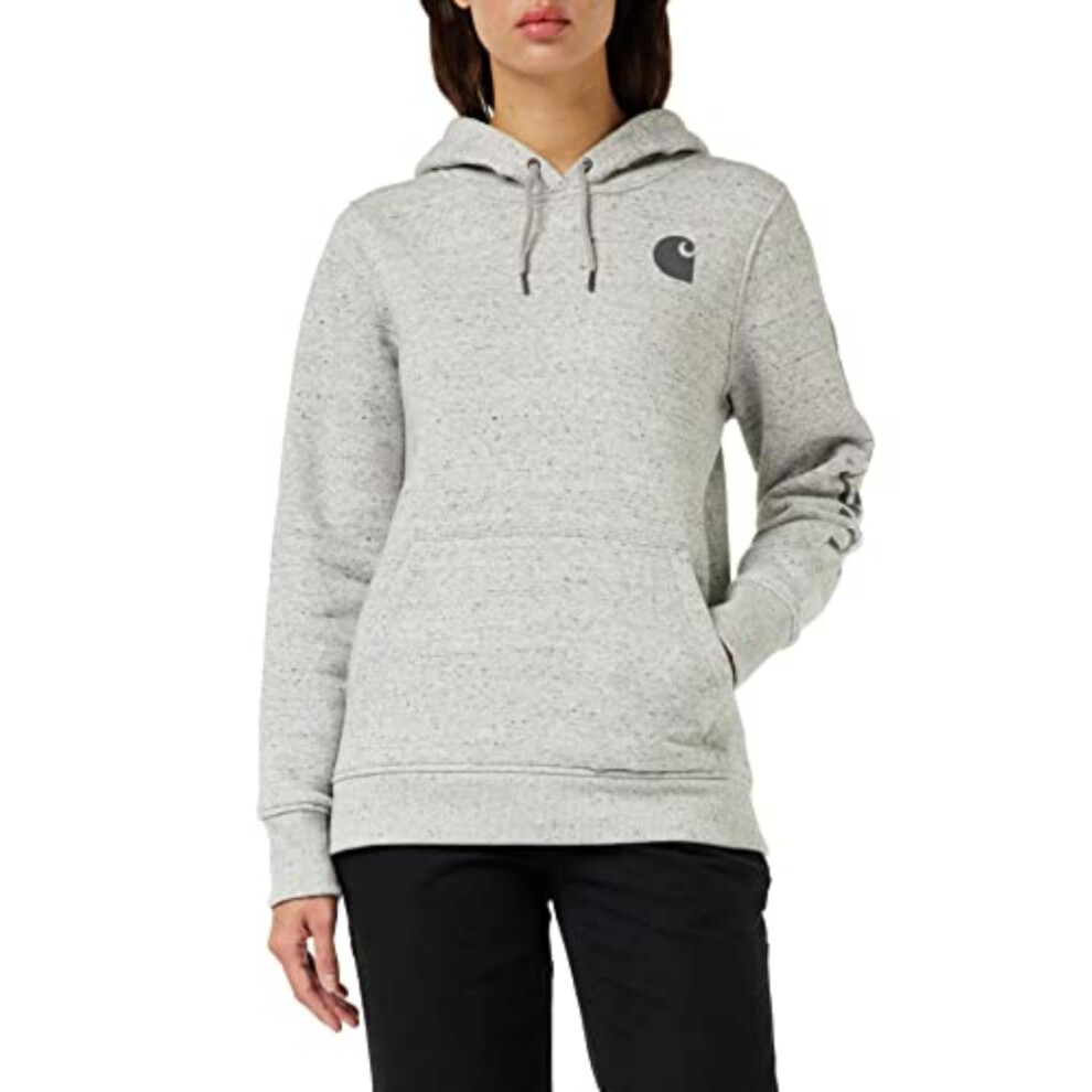 Carhartt Women's Relaxed Fit Midweight Logo Sleeve Graphic Sweatshirt Also Available In Plus Sizes Asphalt Heather NEP 2X