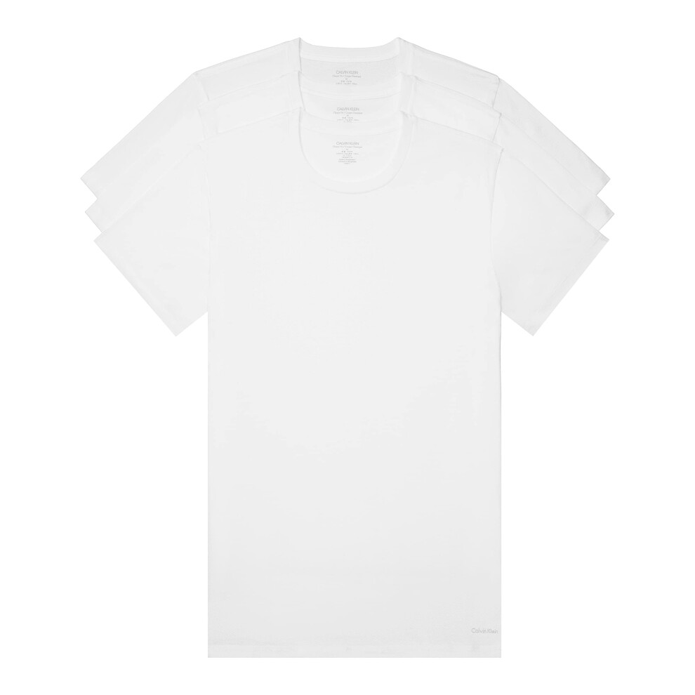 Calvin Klein Men's Cotton Classics 3-Pack Undershirts  3 WHITE - CREWN