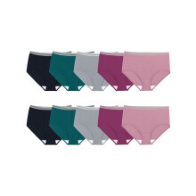 Fruit of the Loom Damen-Slips aus Baumwolle ohne Etikett (Normalgre und bergre) Slips in bergre 10er-Pack, verschiedene Heathers, USA