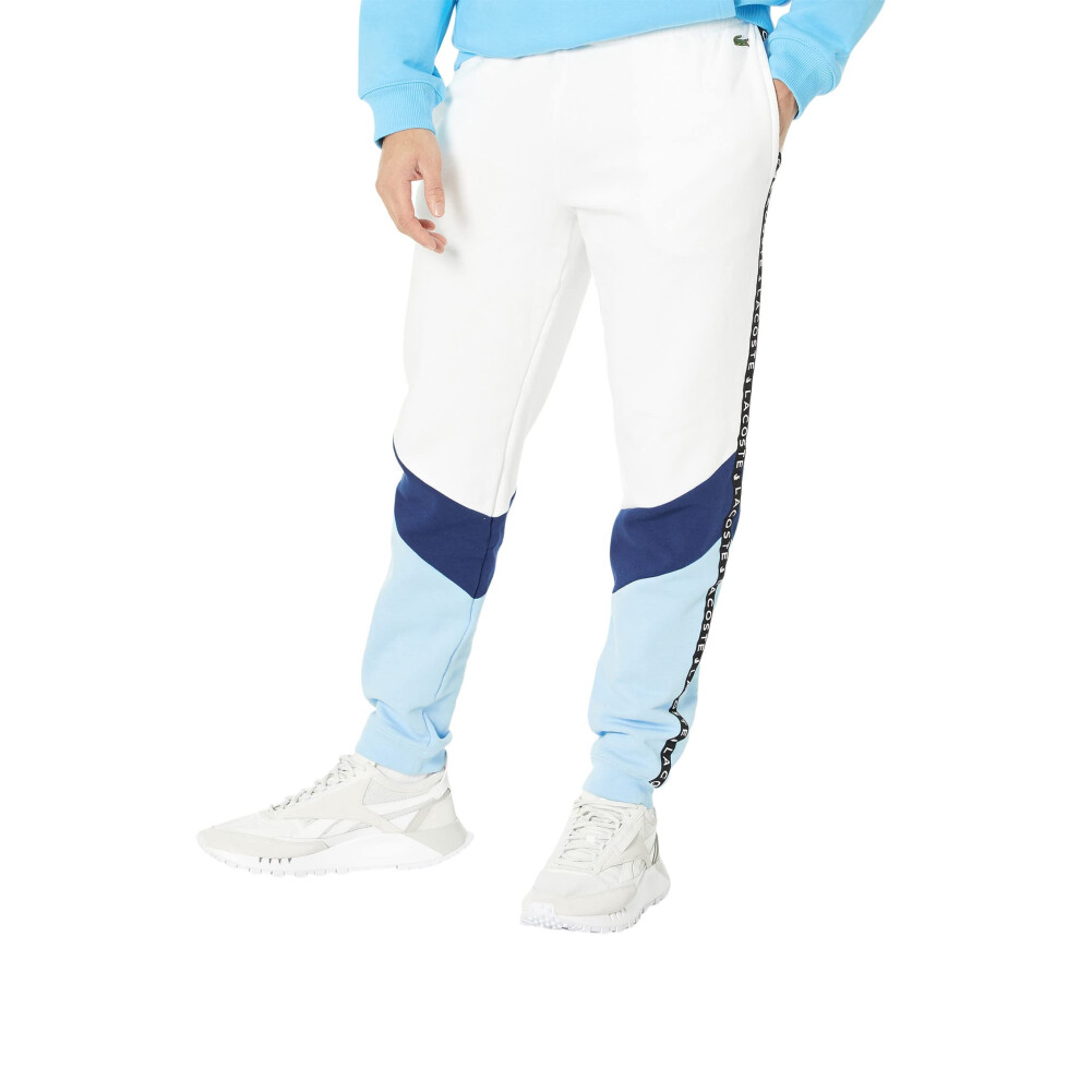 Lacoste mens Jogger With Leg Taping Sweatpants  White/Scille-overview