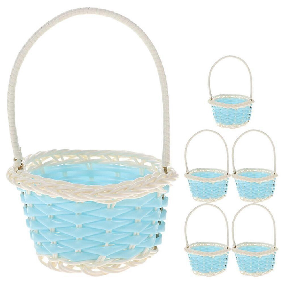Kricely (Sky-, One Size) 6Pcs Woven Baskets Small Storage Baskets Wedding Candy Baskets Decorative Gift Baskets With Handle Blue