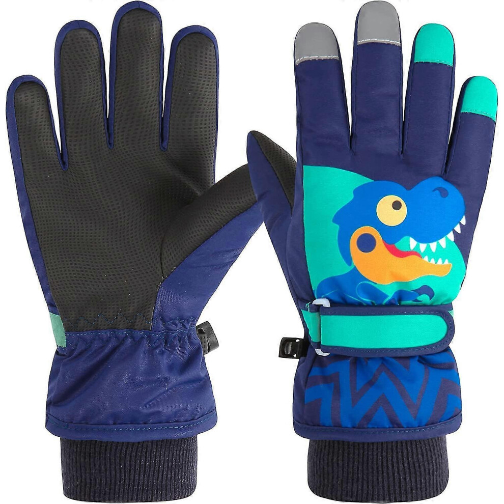 (M, BLUE DINOSAUR) Children's Winter Windproof Ski Gloves, Winter Outdoor Sports Gloves For Unisex Kids-image-OPC-PG5K6CQ-NEW