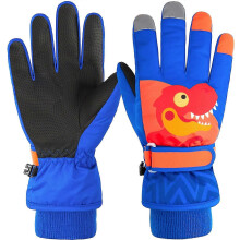 (L, RED DINOSAUR) Children's Winter Windproof Ski Gloves, Winter Outdoor Sports Gloves For Unisex Kids