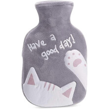 (As show, One size) Hot Water Bag,Have A Good Day Hot Water Bottle, Robust Rubber Mini Water Bag With Removable