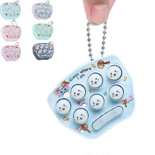 (Blue, One size) Handheld Whack-a-Mole Mini Game Key chain Fingertip Toy Hamster Memory Game Backpack Key decoration