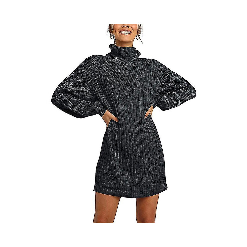 (XXXL, black) Autumn And Winter New Women&#39;s High Neck Mid Length Sweater Knitted Dress-image-OPC-PG5K7S7-NEW