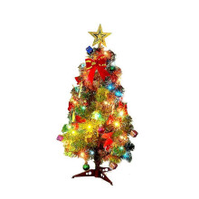 (60CM, One size) Mini Christmas tree Small mini Christmas tree with LED lights Christmas tabletop artificial decoration gifts