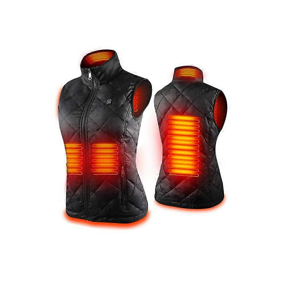 Hiigyl (2Xl, ) Women's Heated Vest With 4 Heating Zones, Neck Heating Jacket Usb Charging Black