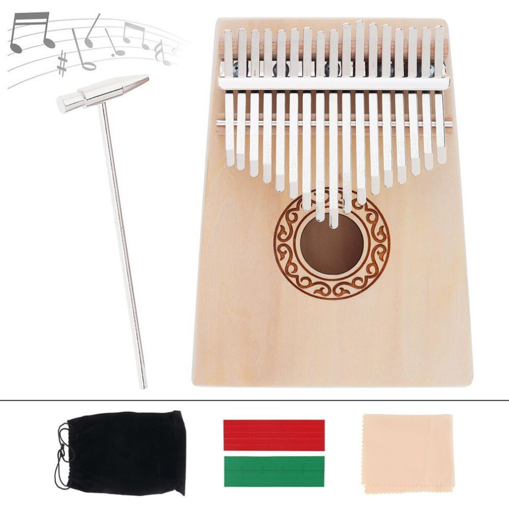 (Circle) 17 Key Kalimba Wood Thumb Piano Mbira With Tuning Hammer Bag Cleaing Cloth And Stickers