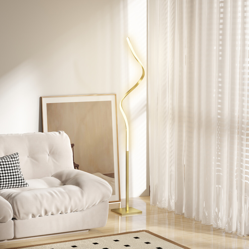 Homcom Led Floor Lamp, Standing Lamp With3 Adjustable Brightness Tone Gold
