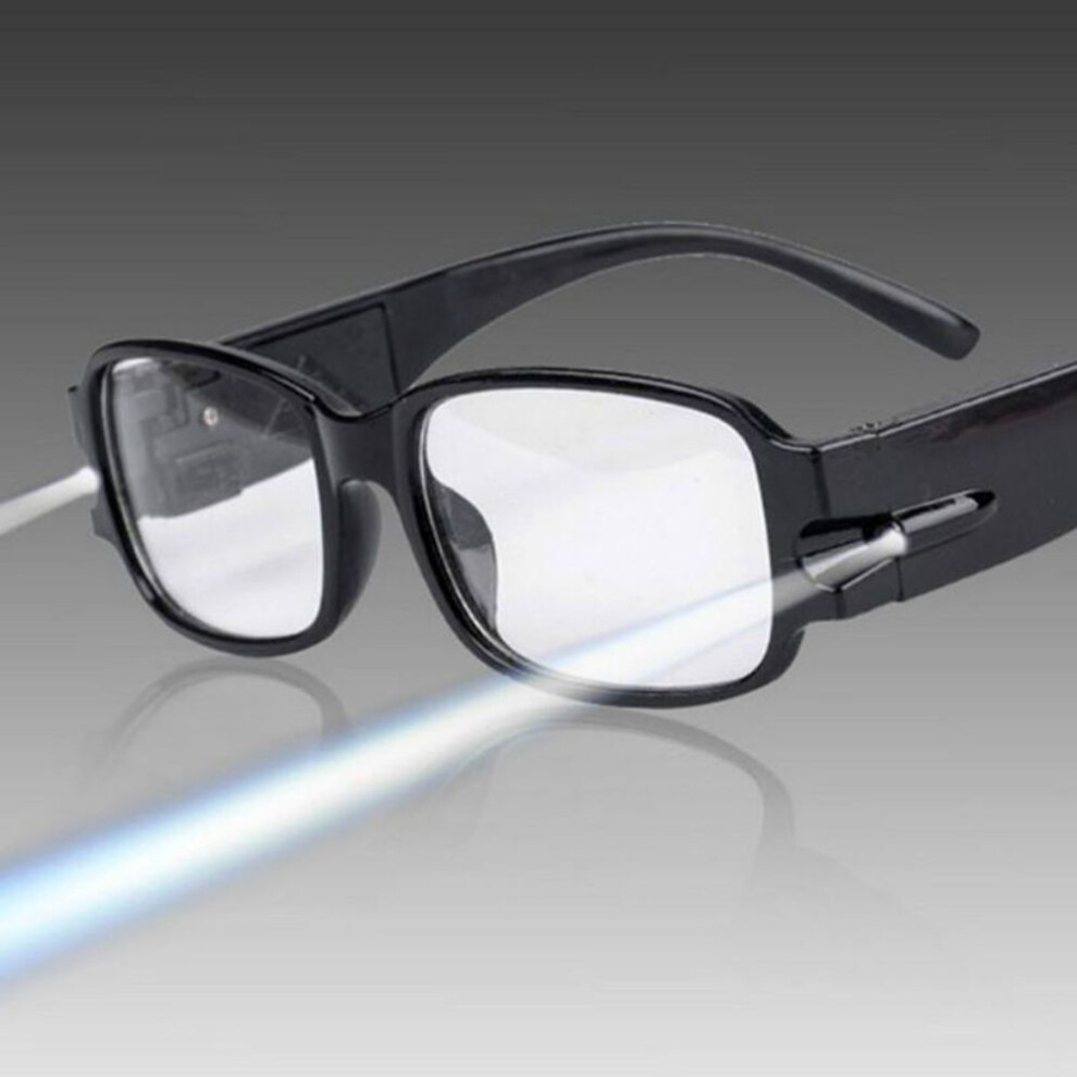 (white) Unisex Rimmed Reading Eye Glasses Eyeglasses Spectacal with LED Light Diopter Magnifier