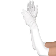 Elegante lange polyester hvide handsker til b?rn - pakke med 1 - perfekt til dress -up kostumer og formelle begivenheder