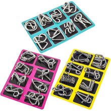24pcs Metal Wire Puzzle Set, Brain Teaser Iq Test Disentanglemen Iron Link Unlock Interlock Game Chinese Ring Magic Trick Toy Kids Adults Challenge