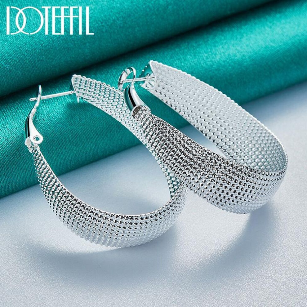 Mesh U-shaped Earrings Silver Charm Jewelry