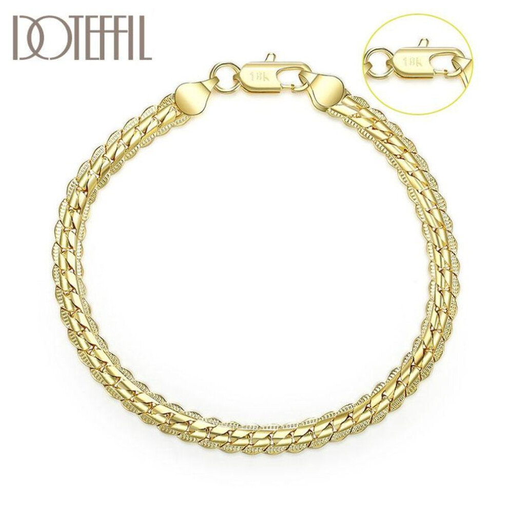 (20cm) 925 Sterling Silver 18k Gold Side Chain Bracelet