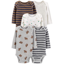 Enkle glæder ved Carter's Baby Boys '5-Pack Longærme bodysuit Bear/Forest Animals/Stripe Preemie