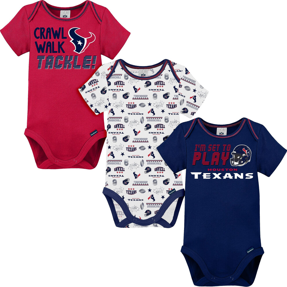 Gerber Unisex Baby Baby Boys NFL 3 Pack Short Sleeve Onesie Bodysuit  Team Color  3-6 Months