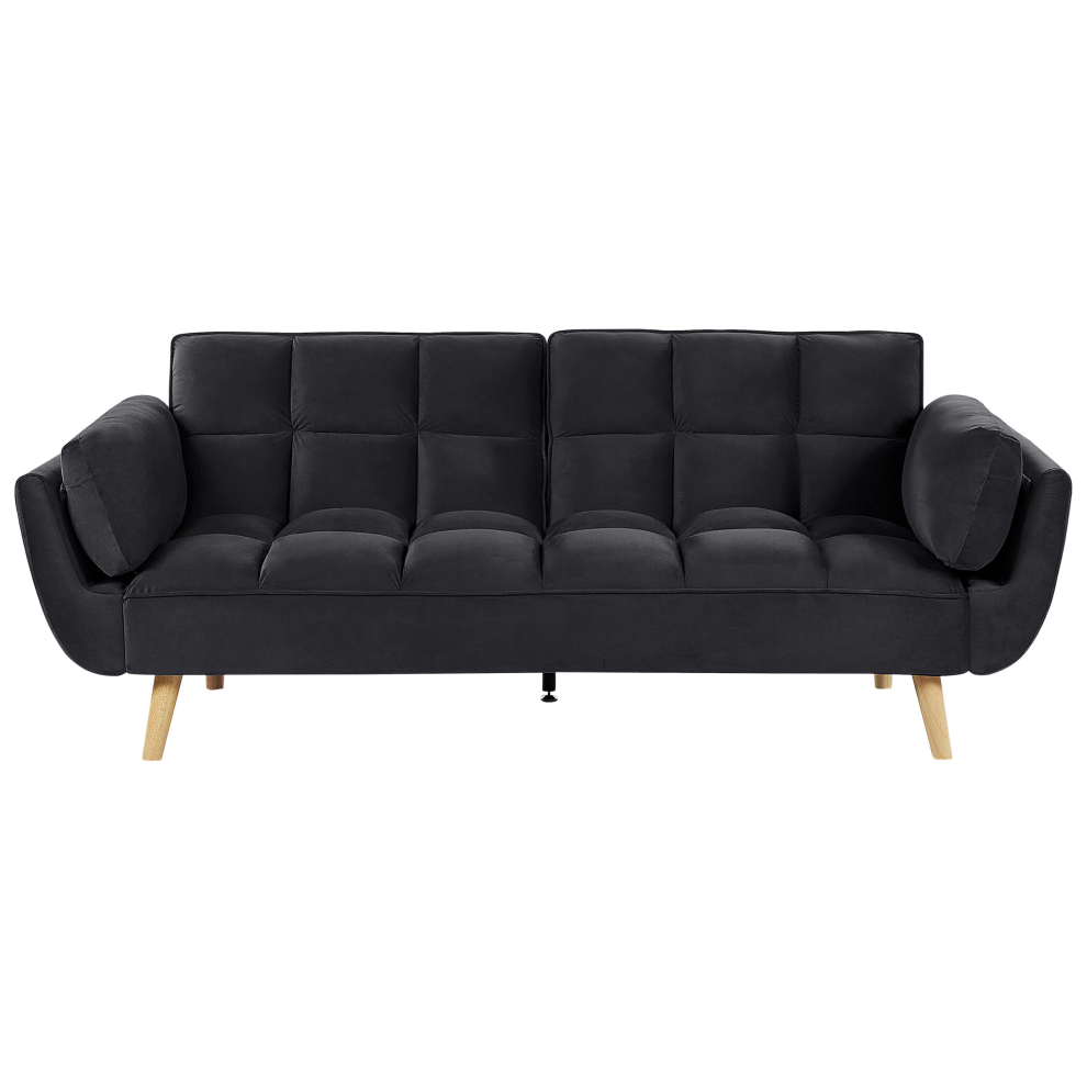 Sofa Bed ASBY Velvet Black 3 Seater