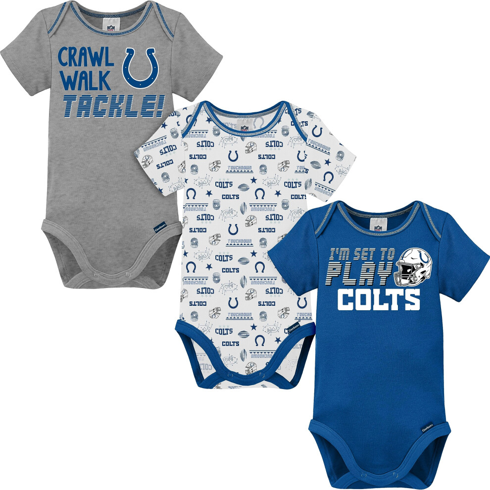 Gerber Unisex Baby NFL 3 Pack Short Sleeve Onesie Bodysuit  Team Color  6-12 Months