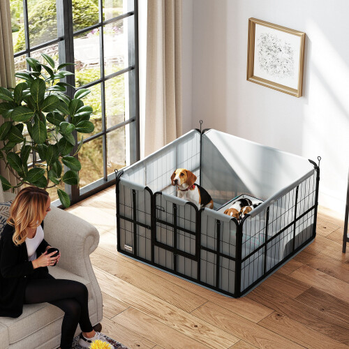 PawHut PawHut Whelping Box w/ Washable Whelping Pad, Wind-Resistant Cloth, Black