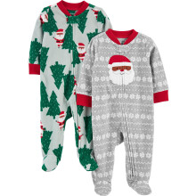 Simple Joys by Carter's Baby Vianocn    fl   sov    deky na spanie a hranie, balenie 2 kusov, siv    s potlacou Santa Clausa/Vianoc, 6-9 mesiacov