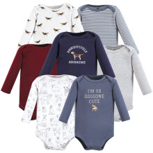 Hudson baby unisex baby bomull lngrmad bodysuits pojke hundar 7-pack preemie