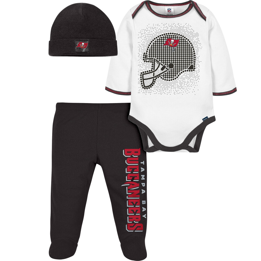 Ensemble 3 pièces Gerber NFL pour bébé garçon, body, pantalon, casquette, Tampa Bay Buccaneers, 0-3 mois