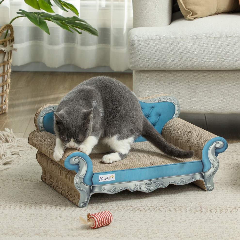 Pawhut Cat Scratching Board 2-In-1 Cardboard With Catnip, Blue