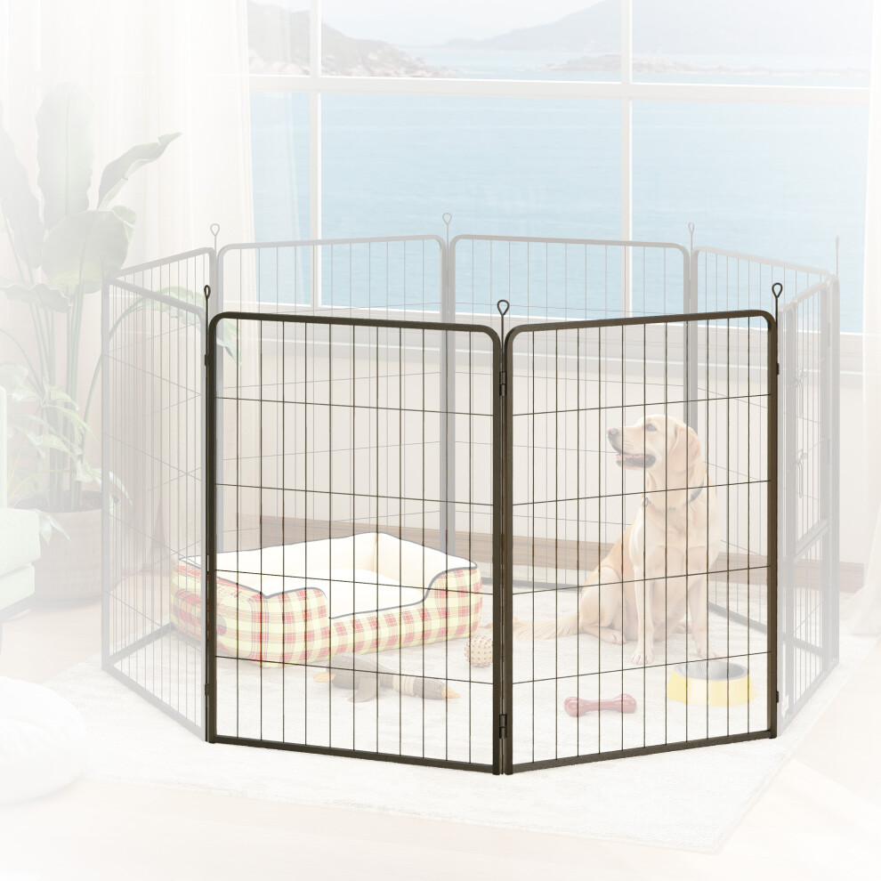 Pawhut 2 Piece Expansion Pack Dog Pen For Large Dogs, 100Cm Tall, Black