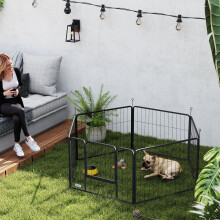 PawHut Dog Playpen, 6 Panels Puppy Pen Dog Playpen, 60cm High, Grey
