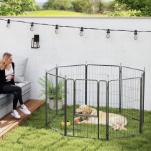 PawHut Eight-Panel Dog Playpen with Door, for Indoor, Outdoor, 100cm Tall