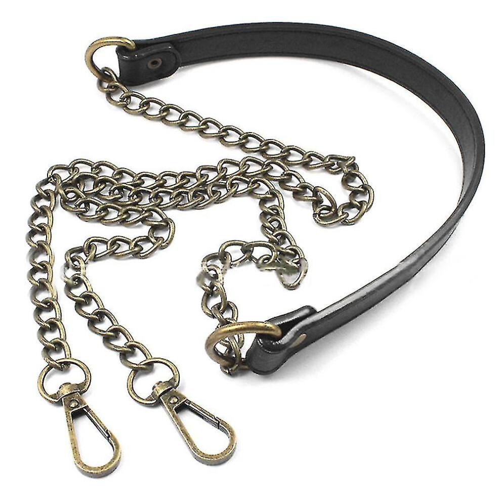 (Bronze) Bag Chain Replacement Metal   Pu Leather Strap For Diy Handbag Shoulder Bag 120 Cm