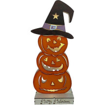 (Style2, One size) Home Halloween Decorations Halloween Ornaments Creative Pumpkin Led Lights Wooden Festive Atmosphere Decoration