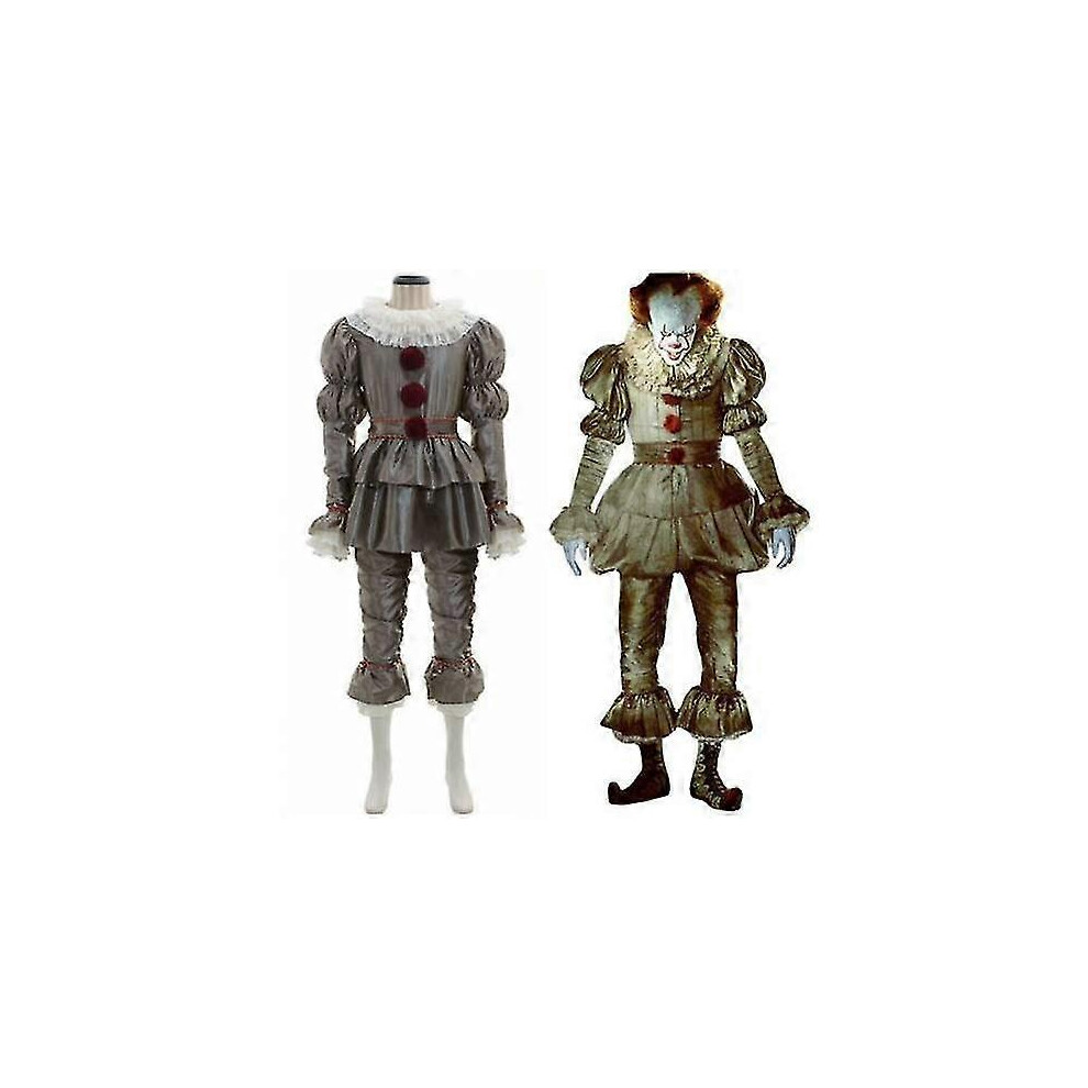 Hiigyl (4Xl, ) Halloween Clown Costume Joker Costume Full Set Halloween Cosplay Costume Pennywise Clown Suit Joker Grey