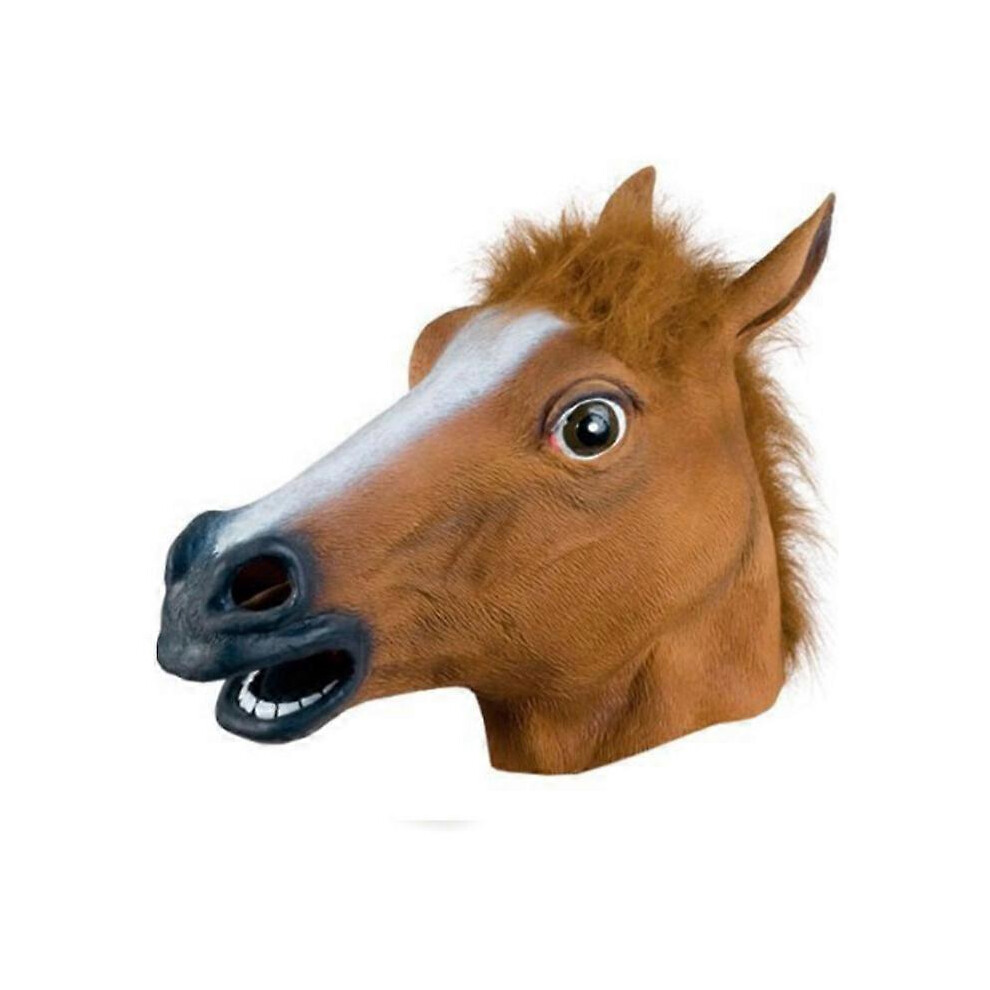 (brown, One size) Horse Face Mask Halloween Horse Head Mask Cosplay Masquerade Funny Halloween Horse Head Mask Headgear-image-OPC-PG5KJ22-NEW