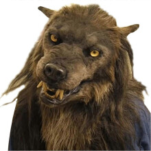 (black, One size) Werewolf mask Glowing Eyes Movable Ears And Jaws For Halloween Decor Cosplay Party