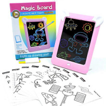 (Pink, One size) Luminous drawing board with LED drawing pen children's sketch mat gift new children's drawing toy