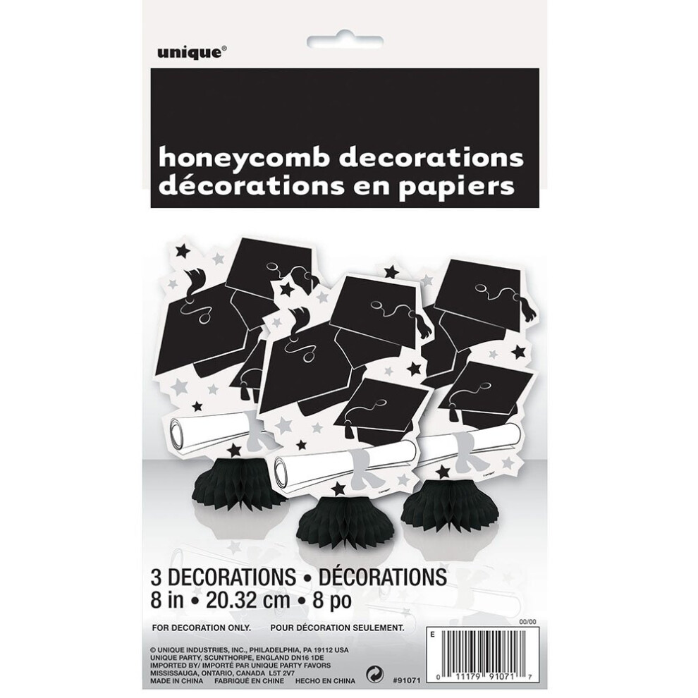 Schwarz-WeißE Mini-Wabendekorationen Zum Schulabschluss – 8 StüCk, 3 StüCk – Perfekt FüR Unvergessliche Abschlussfeiern-image