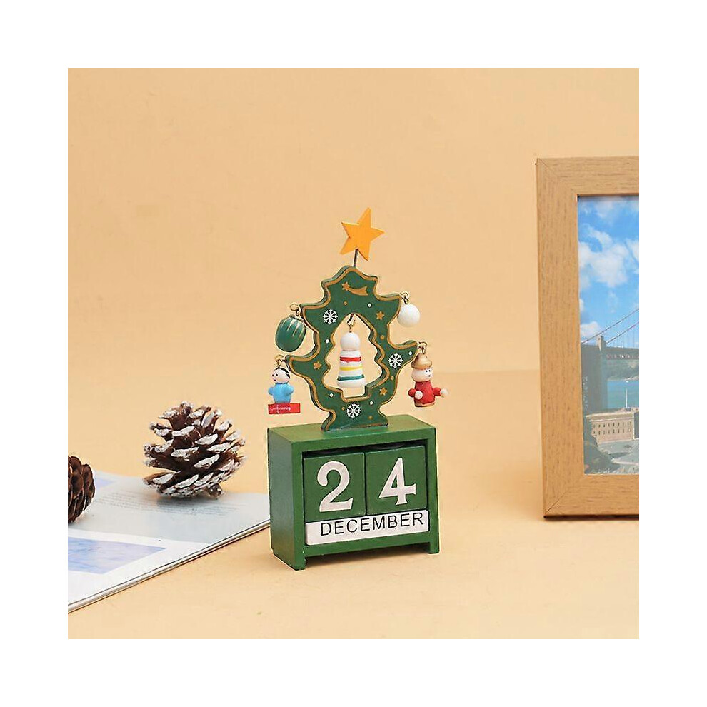 (Calendar tree green, One size) Christmas gifts children&#39;s toys wooden calendar desktop ornaments Santa Claus Christmas tree decorations-image-OPC-PG5KM97-NEW
