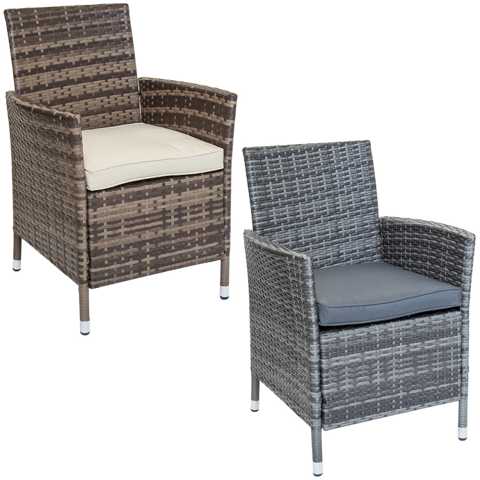 Charles Bentley Pair of Rattan Dining Chairs Garden Furniture - Indoor / Outdoor Use in Natural / Grey