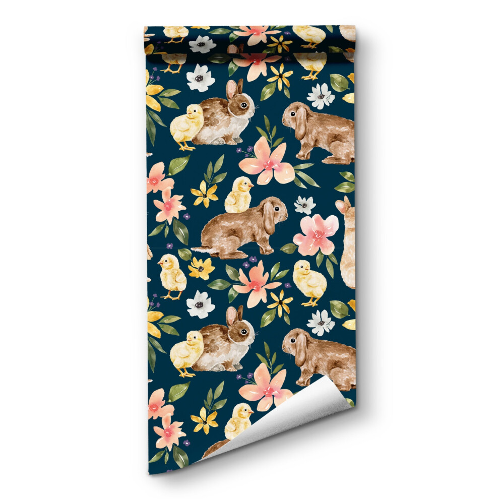 (Rw453, 45X200cm) Peel And Stick Bunny Wallpaper, Self-Adhesive Rabbits Magic Forest Wall Murals, Use As Wall Paper, Contact Paper Or Shelf Paper 6915070003469