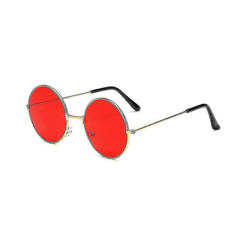 Kikidex (K Frame, Red) Vintage Round John Lennon Polarized Sunglasses For Men Women Circle Hippie Sunglasses Gold/Red