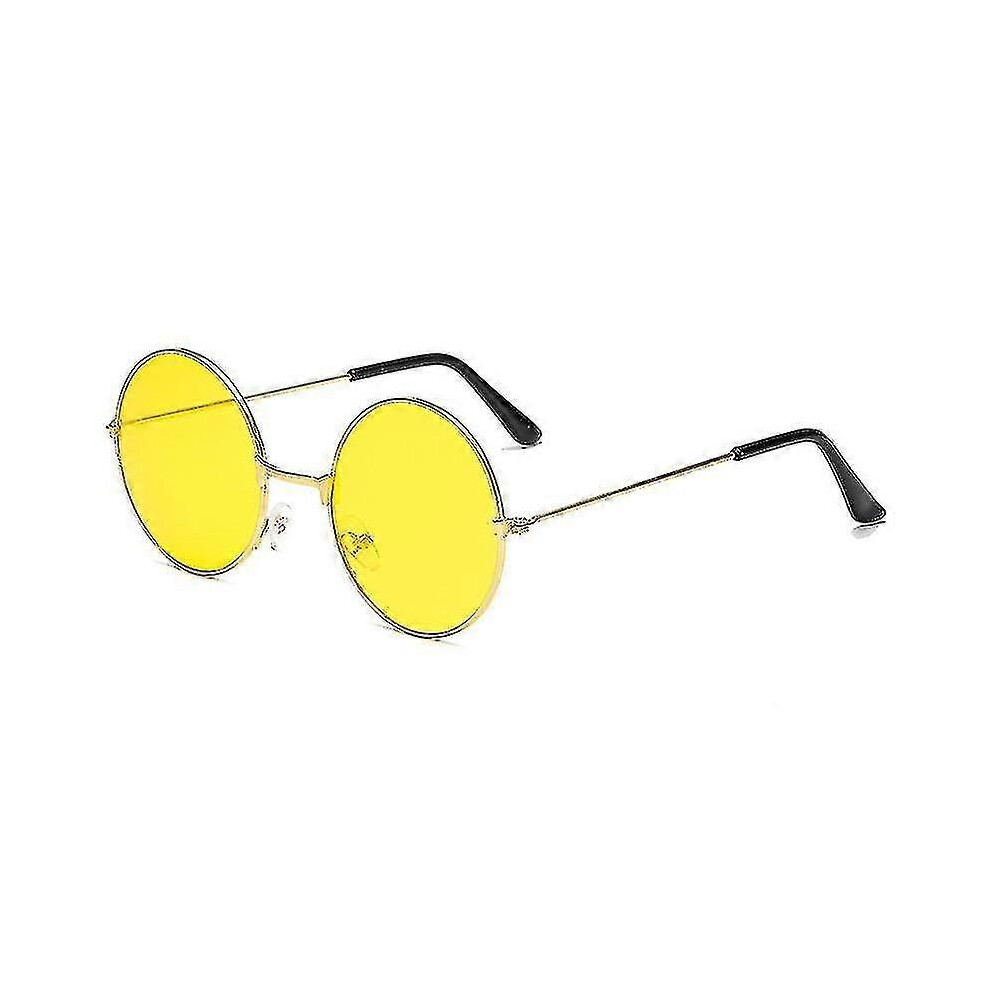 Kikidex ( Frame, Yellow) Vintage Round John Lennon Polarized Sunglasses For Men Women Circle Hippie Sunglasses Black/Yellow