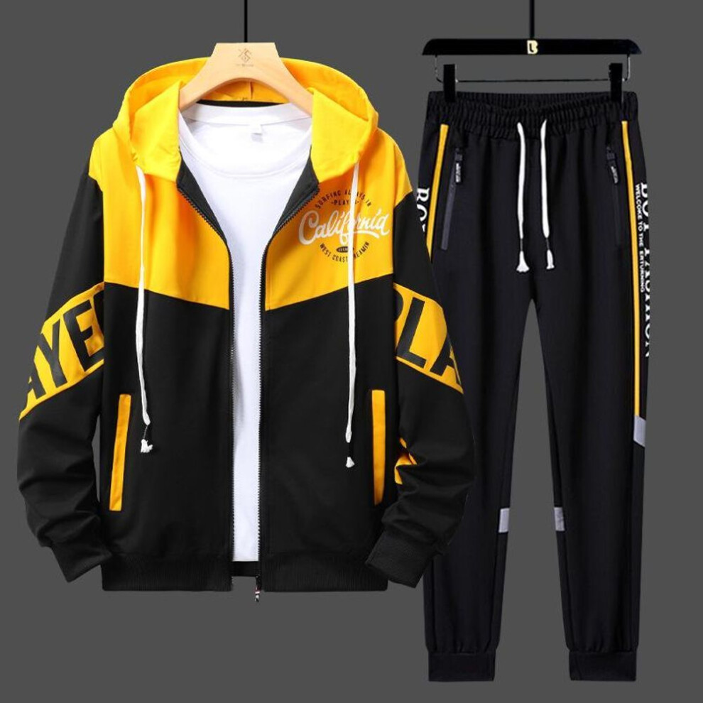 (yellow, XXL) Designer Sport Suits Mens Hoodie Pants 2 Piece Matching Sets Outfit Clothes For Men Clothing Tracksuit Sweatshirts