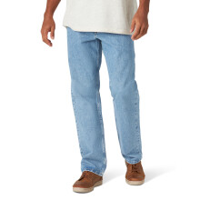 Jean classique 5 poches coupe décontractée en coton Wrangler Authentics pour homme de grande taille, décoloré à la pierre, 44 l x 32 L