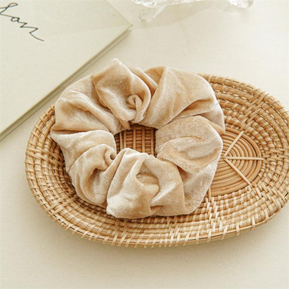 (white) Retro Velvet Large Hair Circle Korean  Elastic Hairband Rubber Bands Fashion Ponytail Tie Hair Accessories Women Hair Rope Headwear