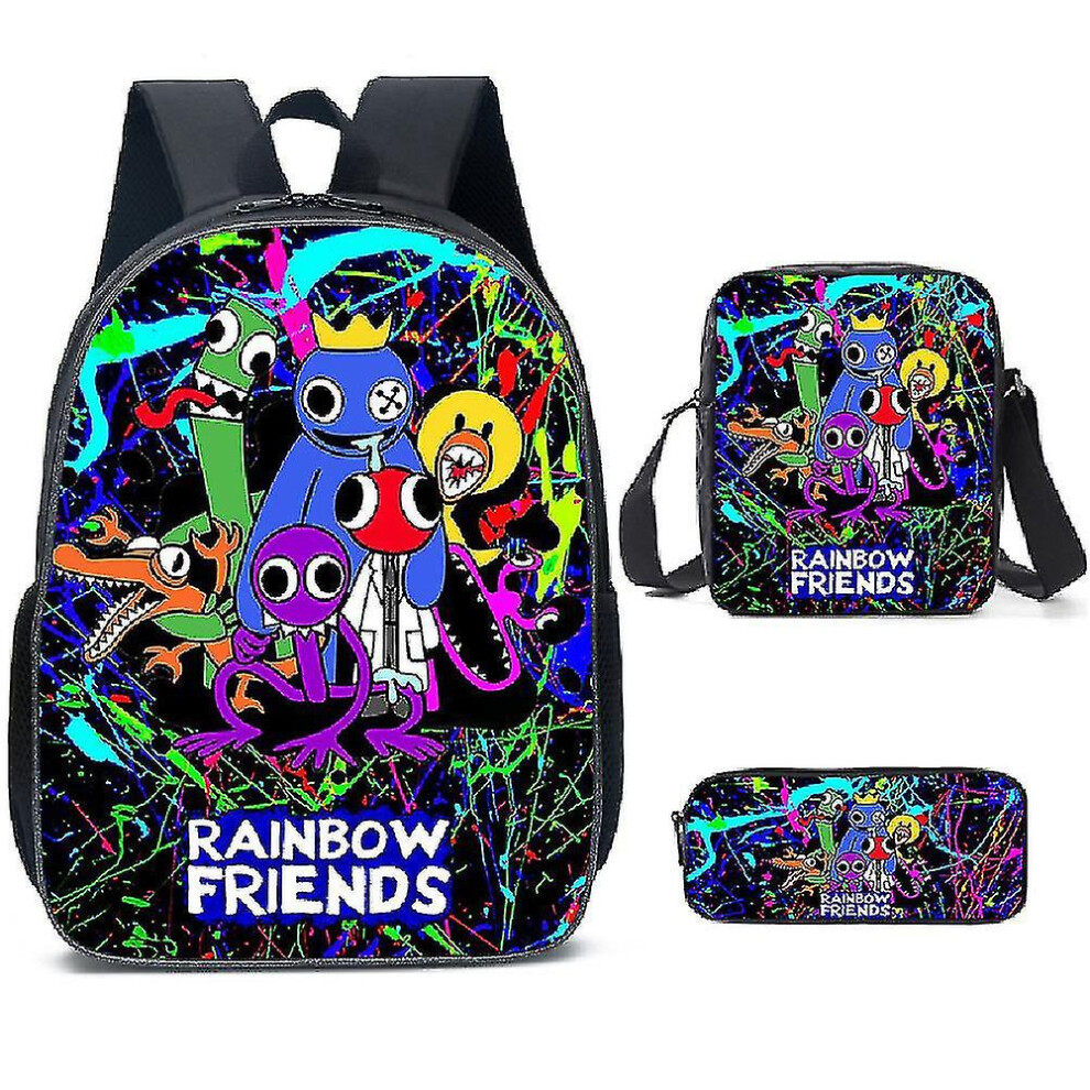(Rainbow Friends 1, threepiece suit) New Roblox Rainbow Friends Rainbow Friends Schoolbag Backpack For Primary School Students-