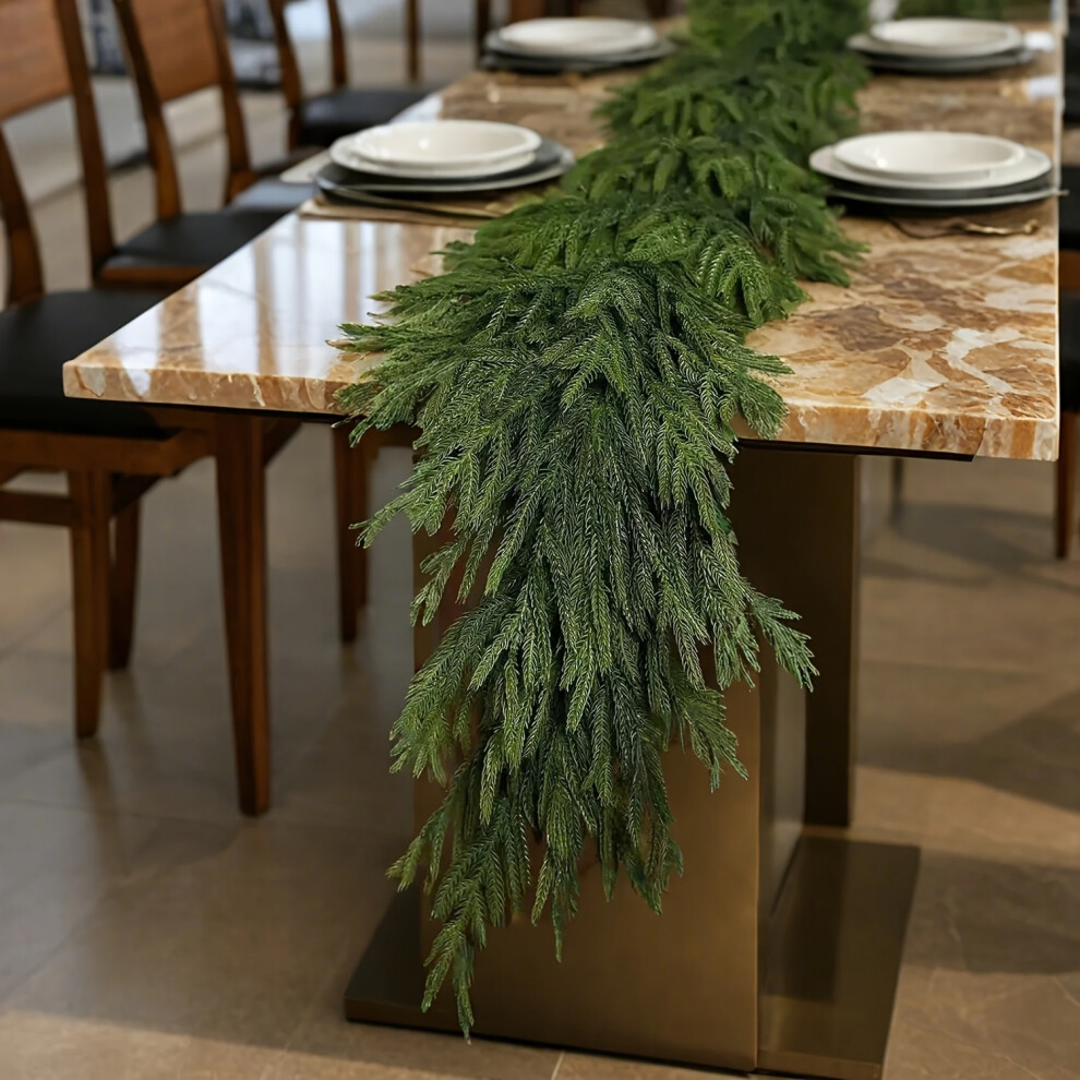 Flemye (1 Item) Lifelike Norfolk Pine Christmas Wreath - Artificial Green For Indoor/Outdoor Decor